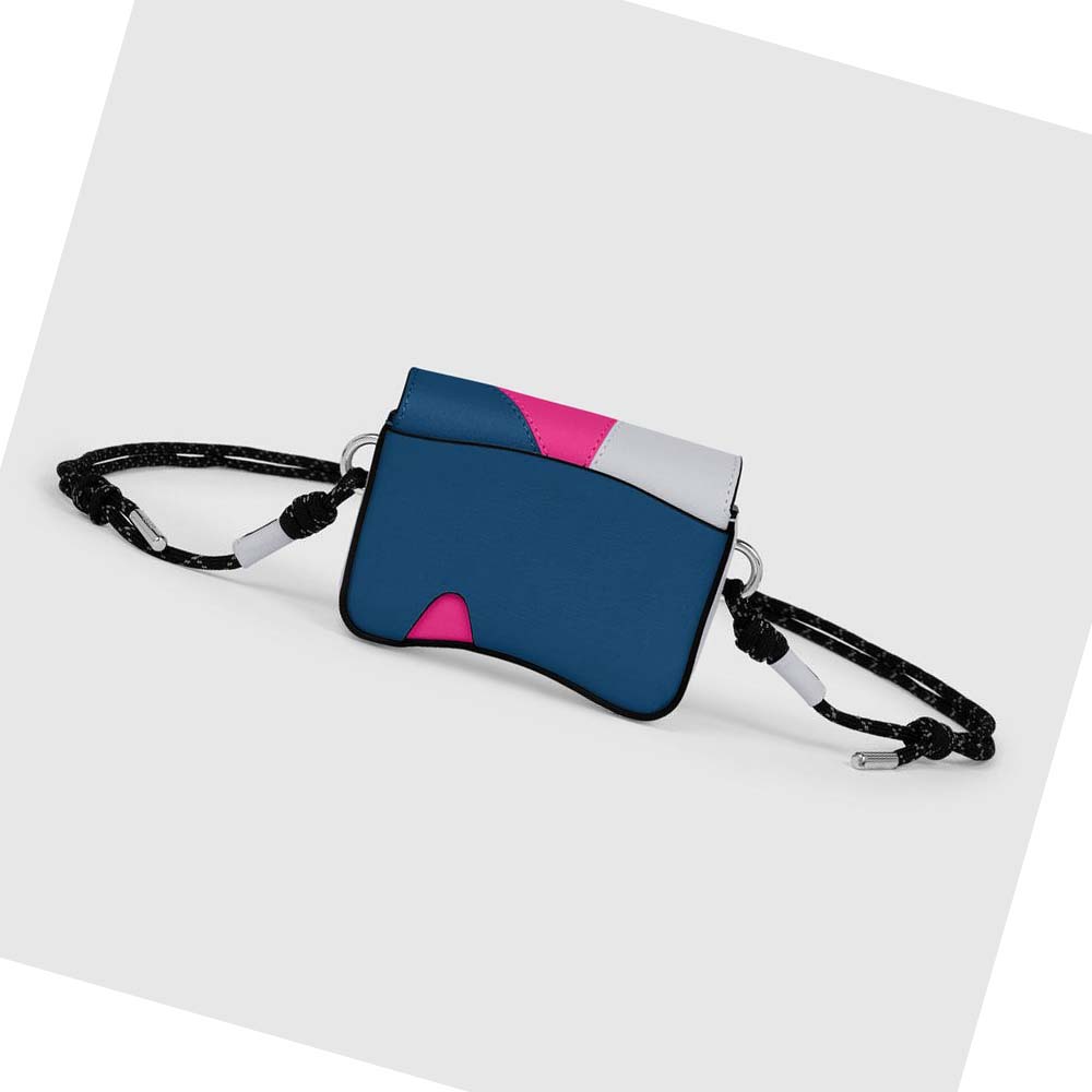 Men's Ecco CIRCULAR PATCH PINCH Mini Bag Blue / Pink | USA 747ZUT